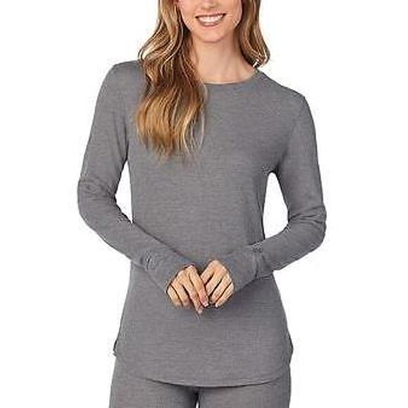 Cuddl Duds Women's Medium Gray Long Sleeve Crew Neck Stretch Thermal Top Size S - Picture 1 of 1